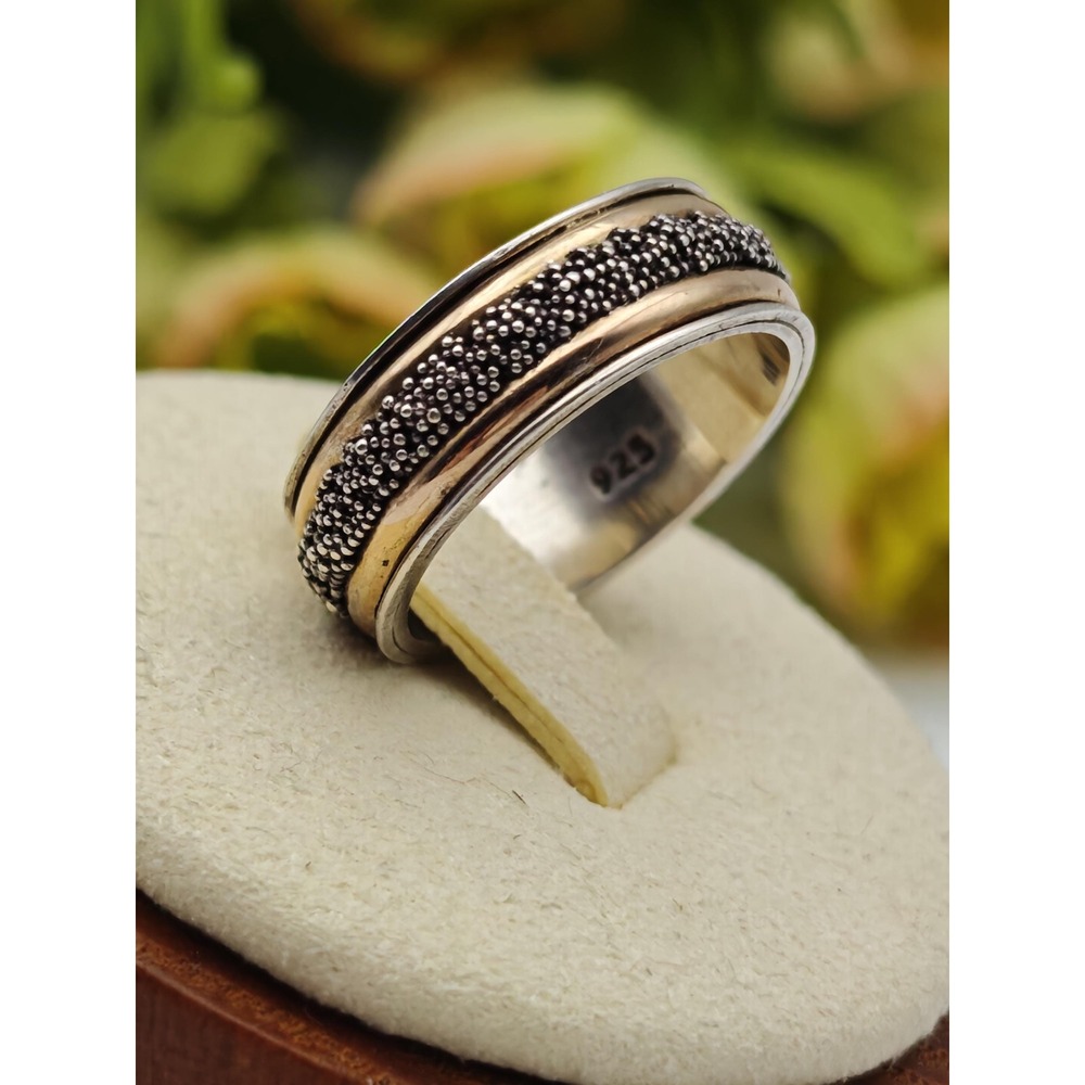 Mixed Metal Handmade Ring Unisex Size 6 Silver Gold Textured Brutalist Boho